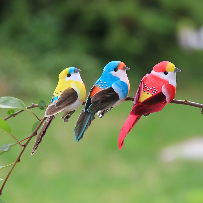 1pc Garden Artificial Birds Fake Foam Simulation Birds Models DIY Craft Home Garden Ornaments Decoration Random Color