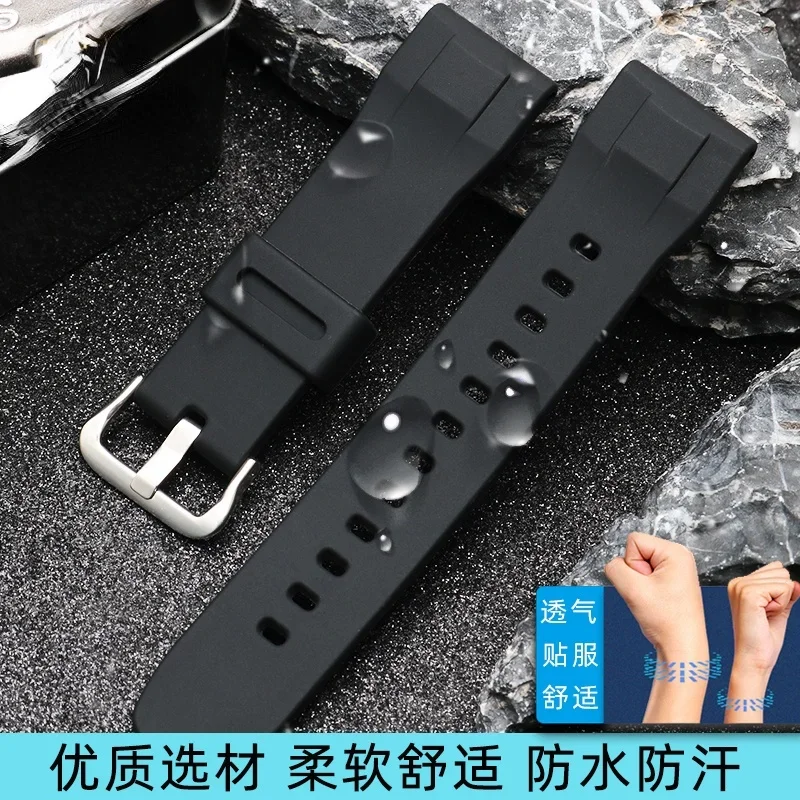 Black and blue strap accessories for Casio PRG-650 PRW-6600Y-1A9 PRG600 / 610 silicone strap waterproof replacement rubber 24mm