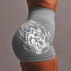 She Darc Shorts Fashion Gym Pants Push Up New Style Wolf Head Fitness Female Skinny Bottom Running Yoga Sexy Tight Sport Shorts