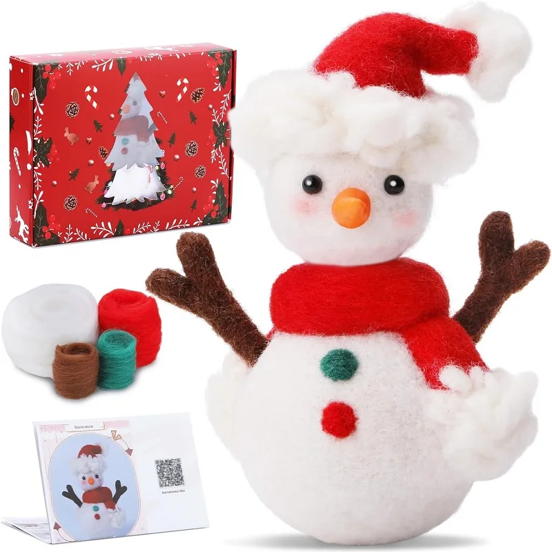 Cute Beginners Wool Felting Supplies with Instructions Starter Kit with Needle Felting Set for Christmas Children's Day