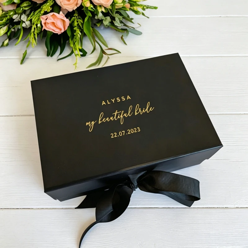 

Personalized Gift Boxes for Wedding Custom Black and White Cardboard Gift Box Small and Large Gift Box Bridesmaid Gift Box