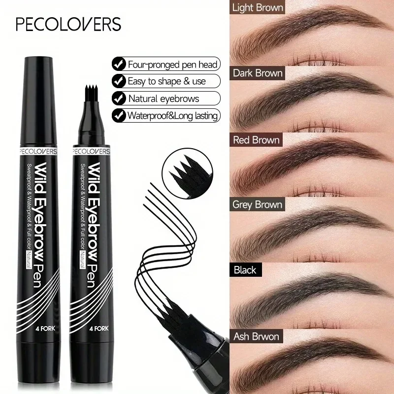 3 uds lápiz de cejas de 4 tenedores, lápiz de cejas impermeable suave, sin teñir, secado rápido, lápiz de cejas líquido de larga duración
