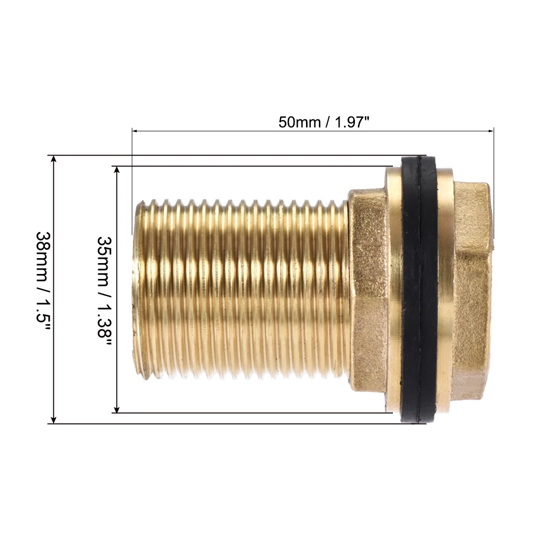 Uxcell Schott Montage, G3/4 Männlichen, Rohr Adapter Schlauch Fitting, mit Silikon Dichtungen, für Wasser Tanks, Messing, Gold-Ton