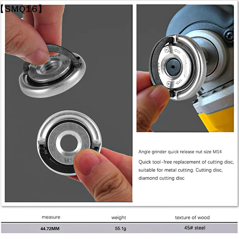 1Pc M14 Thread Angle Grinder Self-Locking Pressing Plate Angle Grinder Pressing Plate Quick Release Flange Nut Power Chuck【SMQ】