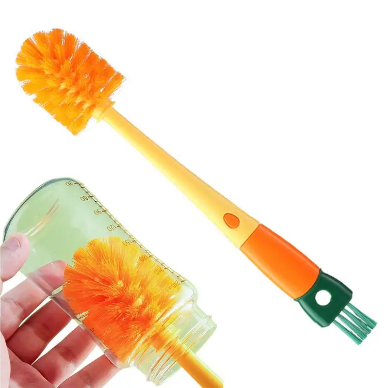 Long Handle Cleaning Brush 4-in-1 Bottle Cleaning Brush Tiny Bottle Cap Lid Detail Cleaning Brush With Hunging Hole For Kitchen