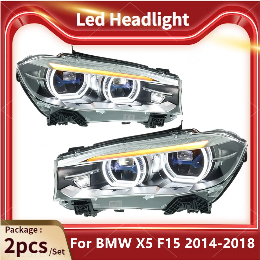 Автостайлинг фары для BMW X5 F15 фары 2014 2015 2016 2017 2018 светодиодный DRL сигнальная лампа Plug And Play автомобильные аксессуары