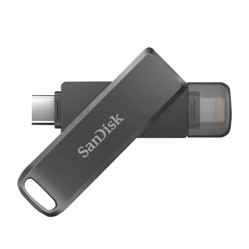 SanDisk-unidad Flash iXpand de lujo, Pendrive de cifrado de Metal OTG Lightning/tipo C, 64GB, 128GB, 256GB