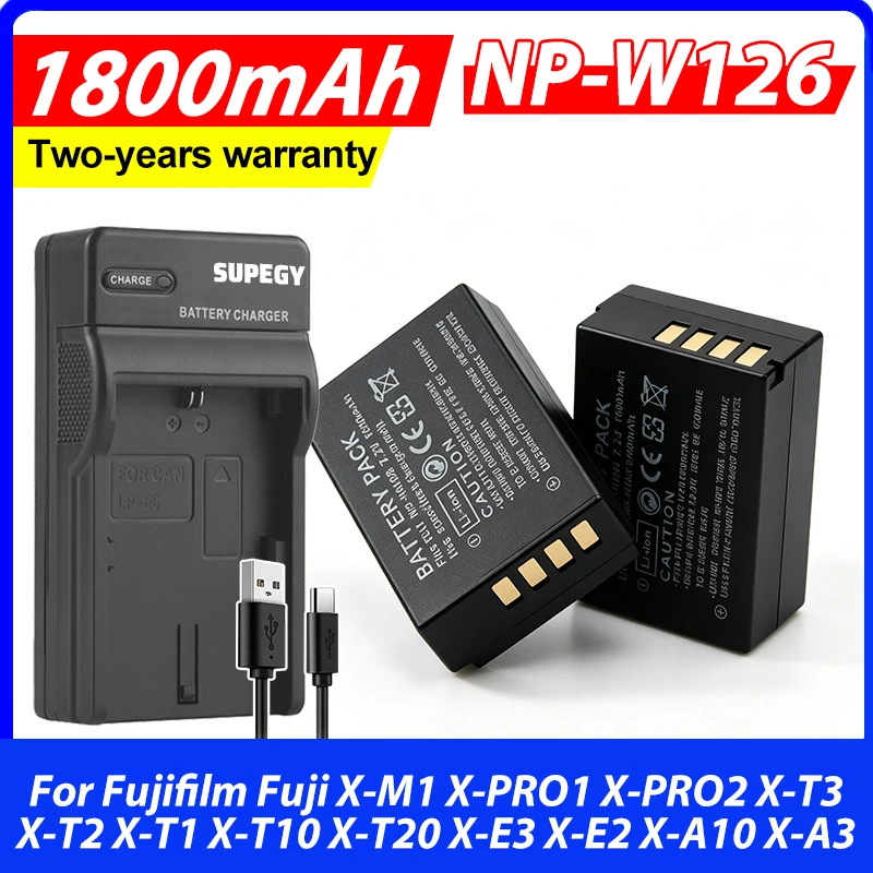 1600mAh NP-W126 NP-W126S Camera Battery For Fujifilm Fuji X-M1 X-PRO1 X-PRO2 X-T3 X-T2 X-T1 X-T10 X-T20 X-E3 X-E2 X-A10 X-A3