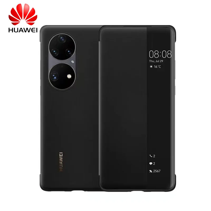 Original Business Smart View Cover For Huawei P50 Pro/P50Pro Leather flip Case Full Back Protective Mobile Phone Shell Standable