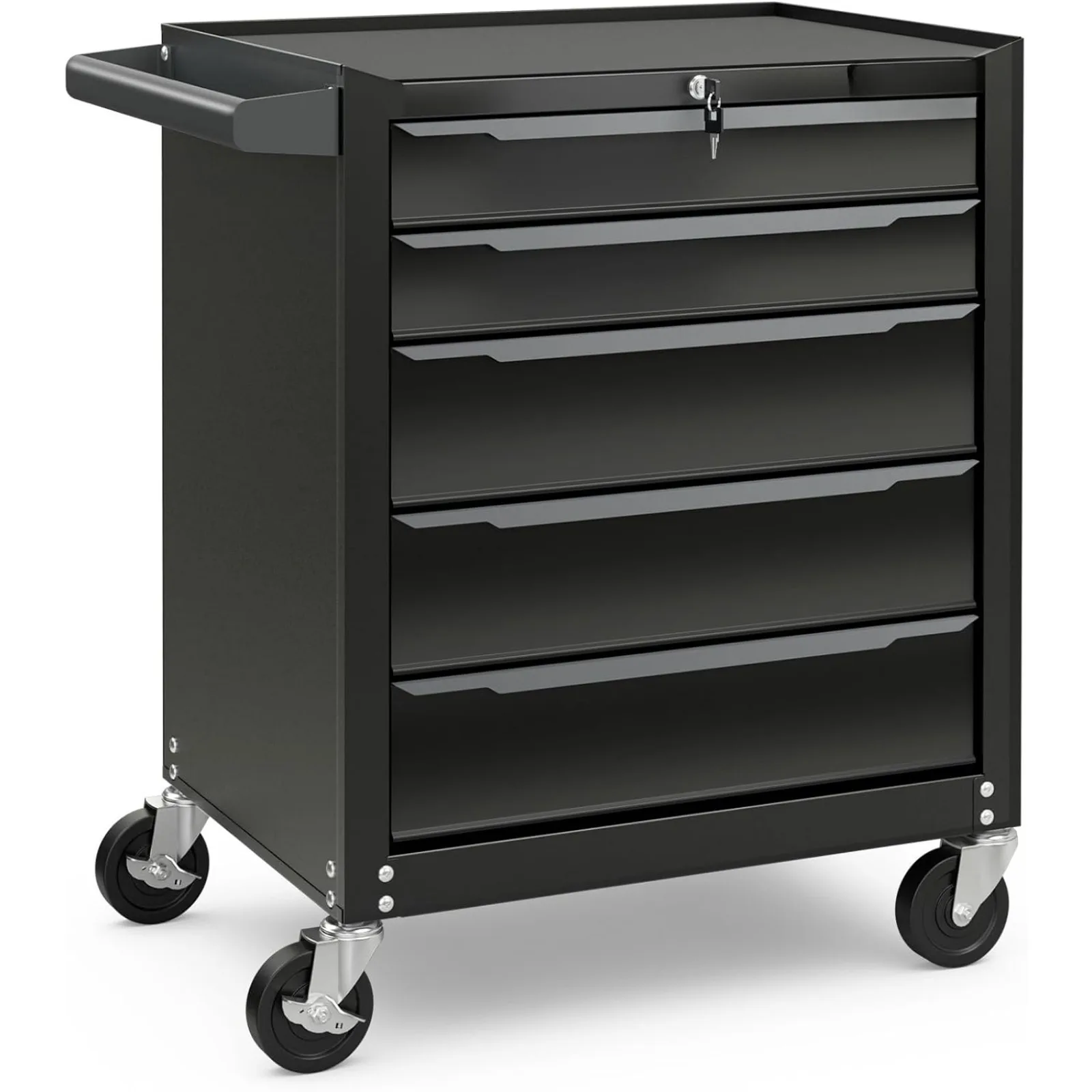 

US Rolling Steel Tool Chest, 5-Drawer Tool Storage Cabinet with Hanging Holes, Central Keyed Locking System, Ball-Bearing