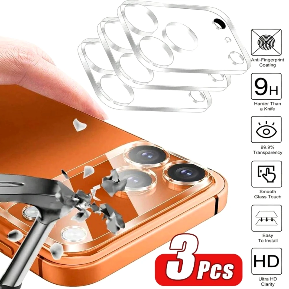 3Pcs Ultra HD Camera Lens Protectors for iPhone 17 16 15 14 Pro Max 13 12 11 Pro Air 16 15 14 Plus Anti-Scratch Protection Glass