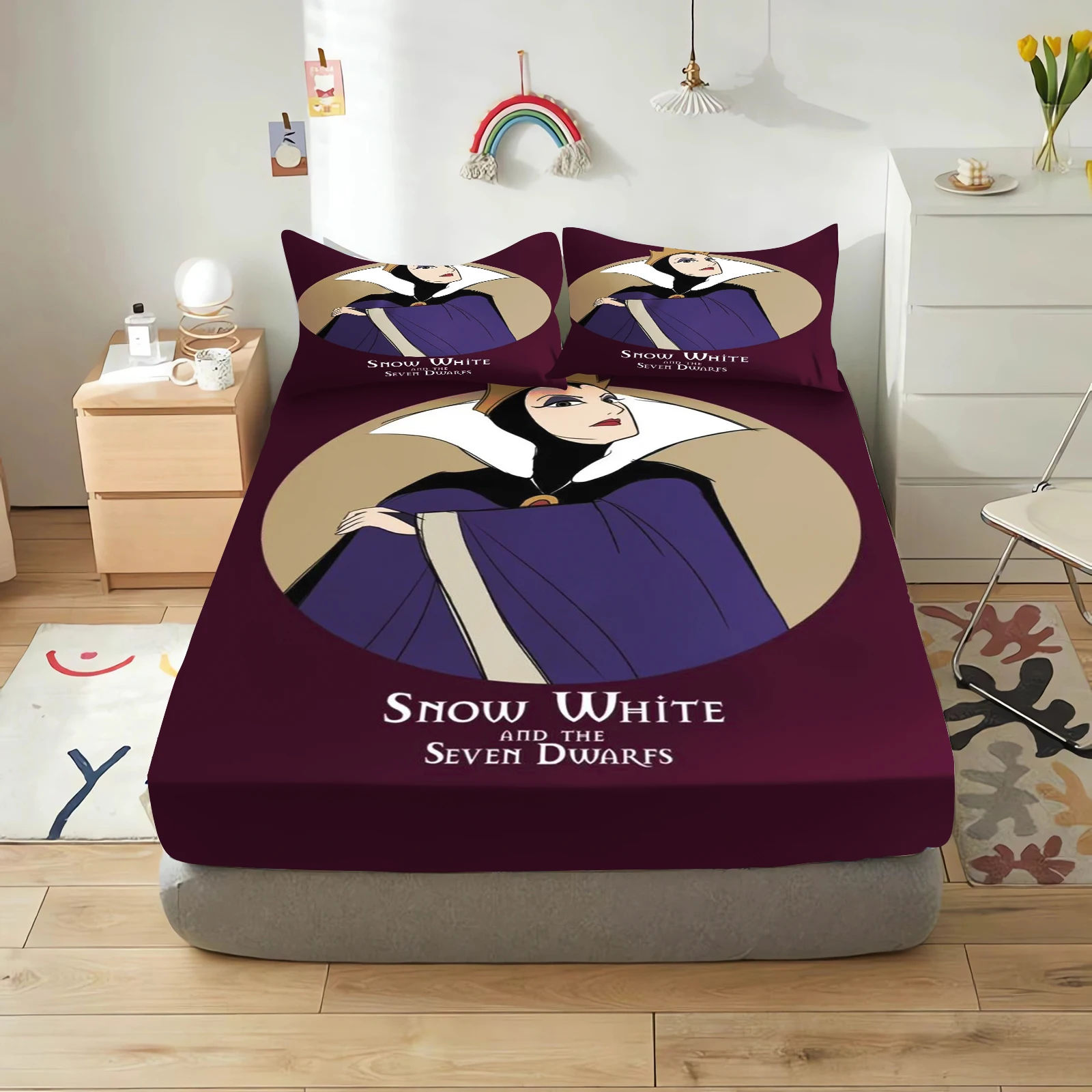 Disney Villains Maleficent Ursula Evil Queen Bedding Set Fitted Sheets Comforter Sets Double Comforte 100% Polyester 3-Piece Set