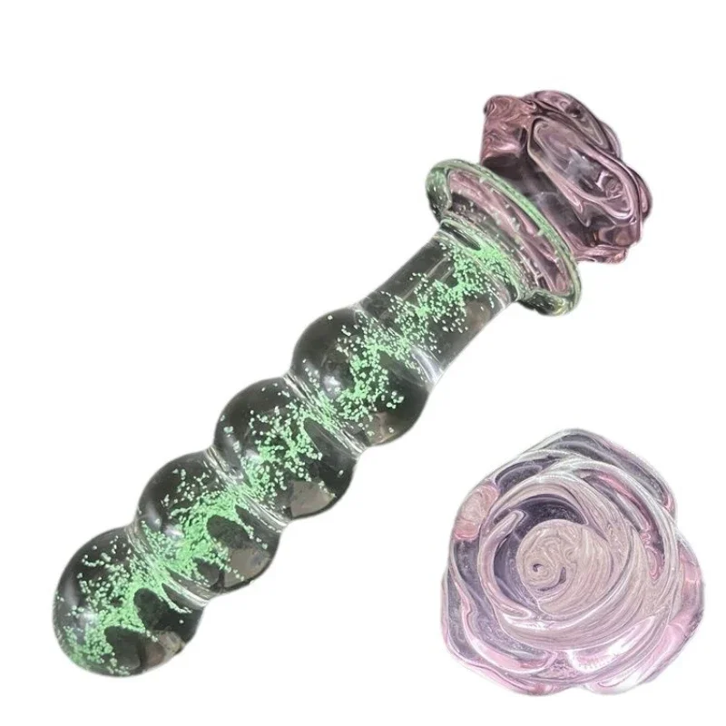 Rose Flower Anal Beads Butt Plug para mulheres e homens, vidro luminoso, dilatador vaginal, masturbador feminino, brinquedos sexuais, massageador de próstata, novo