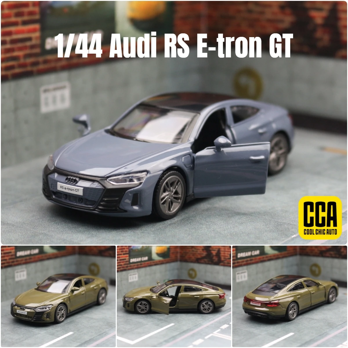 1/44 Audi RS E-tron GT игрушечный автомобиль для детей, литая металлическая 1:43 Миниатюрная модель, тянущаяся назад образовательная коллекция,