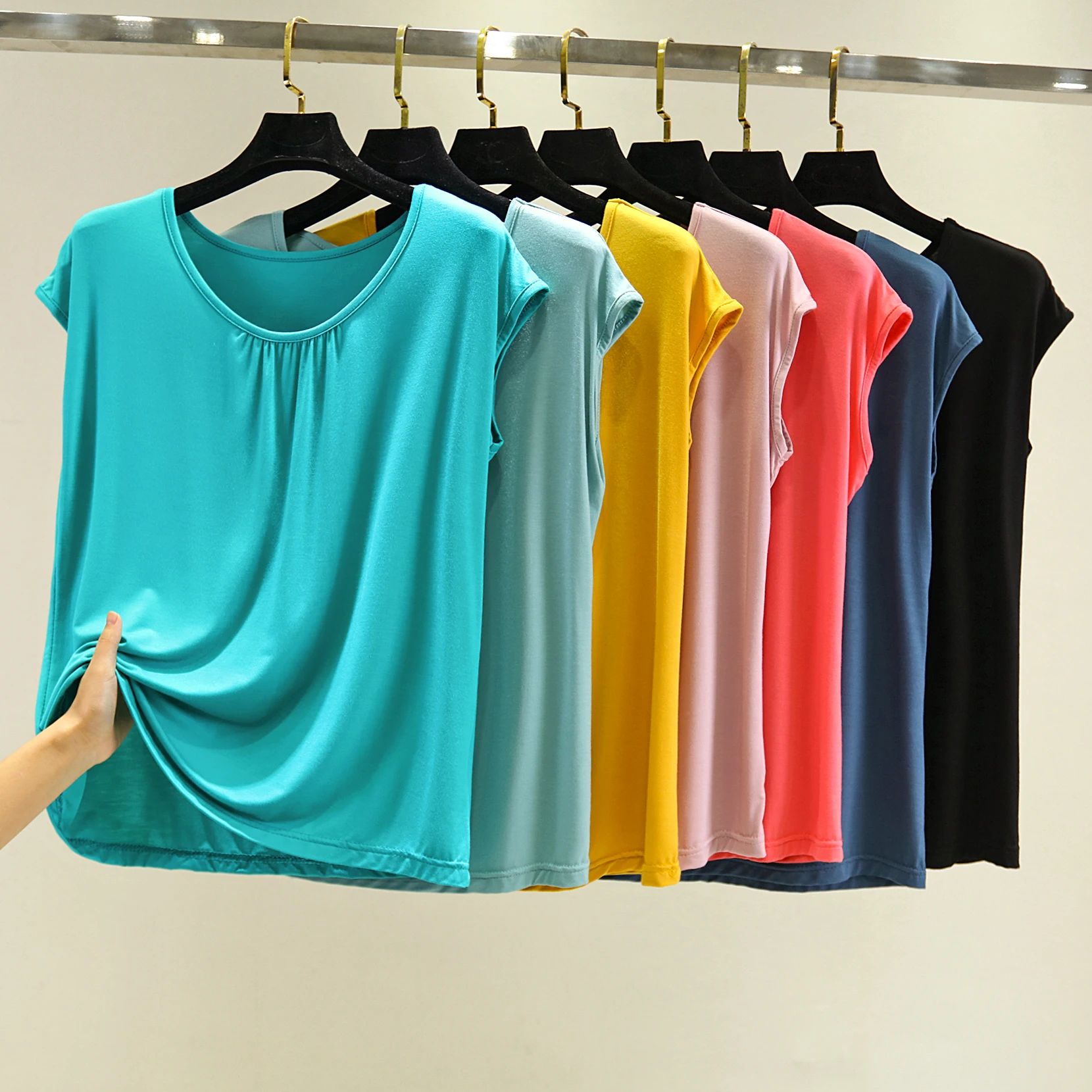 سترة نسائية فضفاضة مشروط Svel سترة صيفية للمنزل قاعدة تنحيف irt مقاس كبير ملابس داخلية ملونة للتنقل Sle