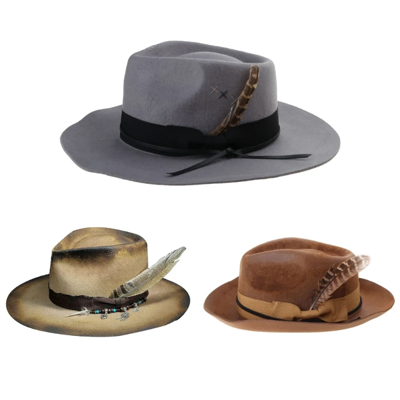 

A2ES Gentleman Carnival Hat with Decor Festival Fedoras Hat Breathable