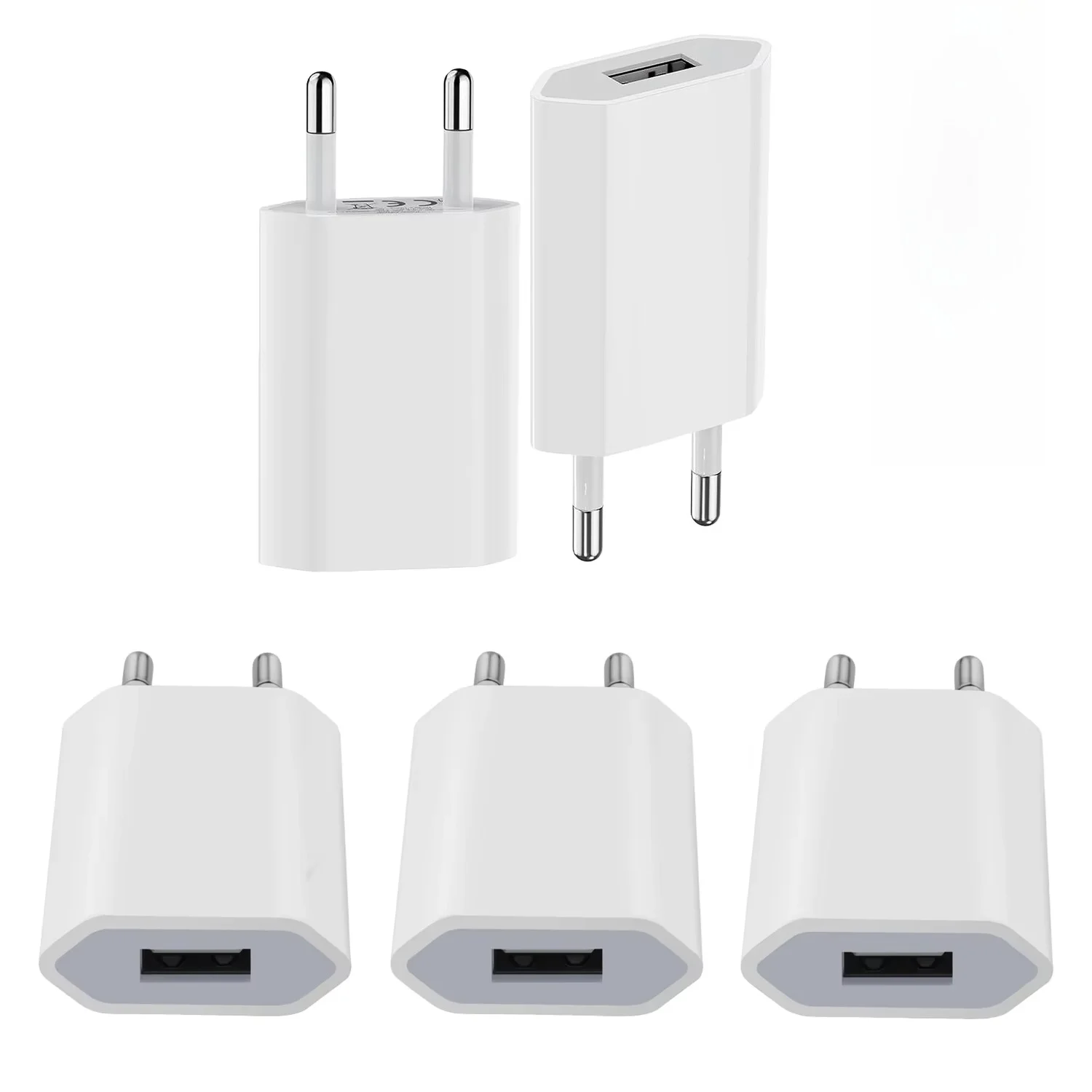 5V/1A USB EU Plug Home Travel Charger 1-5Pcs Power Wall Adapter Mobile Phone Charger Power Adapter For iPhone Samsung Xiaomi 14