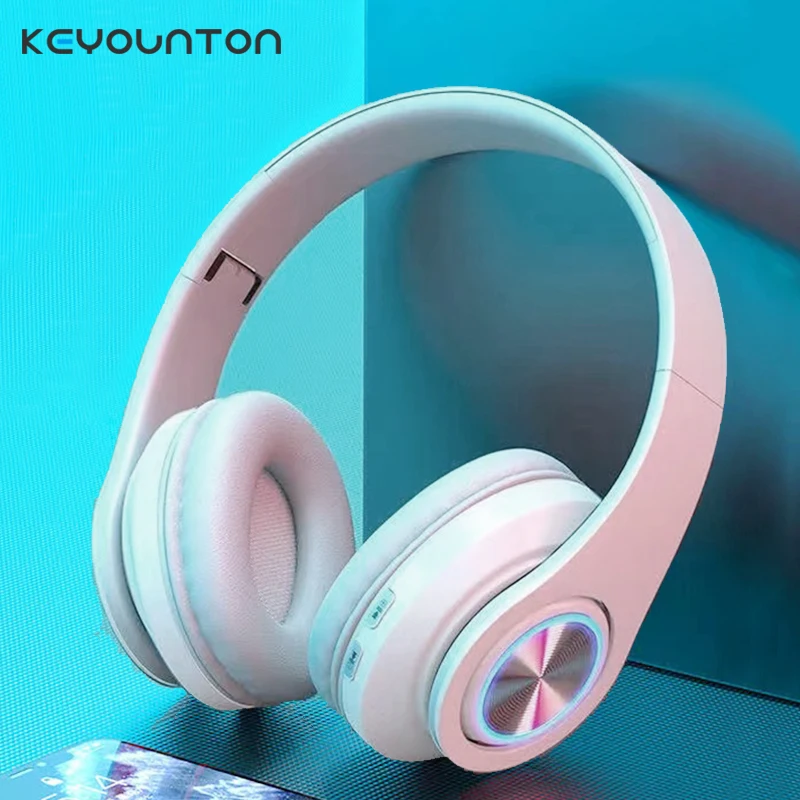 Colourful Light Wireless Bluetooth Headphones Earphone Surround Sound Stereo With Microphone For Game music MP3 with MicroPhone