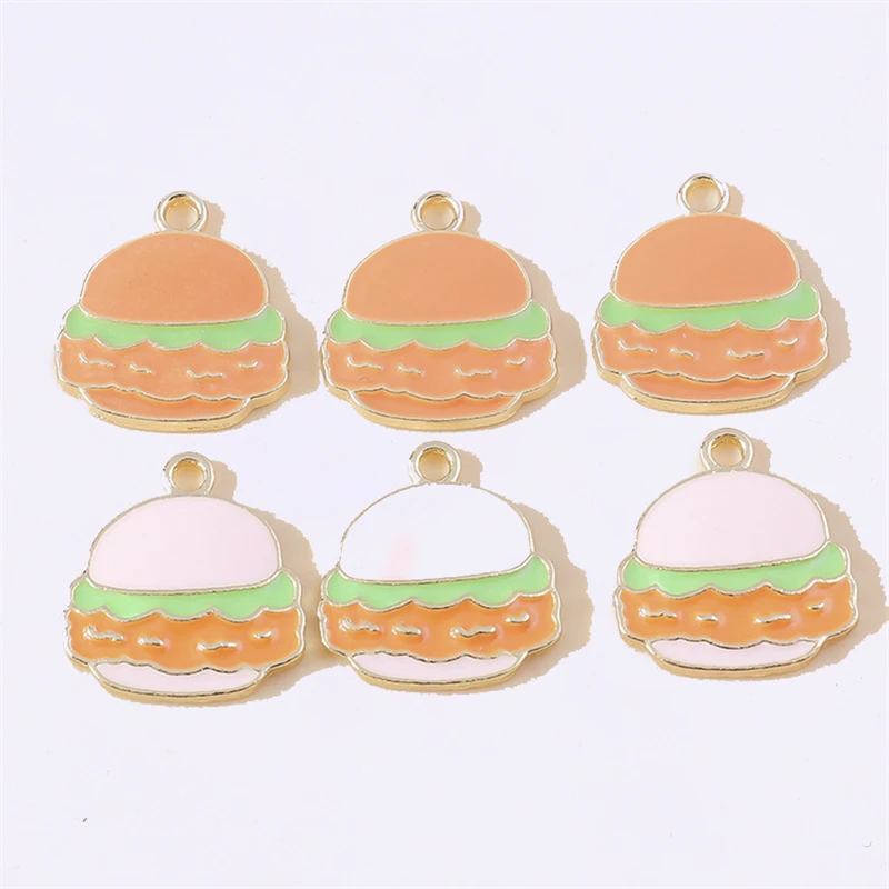 

Duarte 20Pcs/Lot Cute Enamel Food Hamburger Charms Pendants for Jewelry Making DIY Necklaces Earrings Bracelets Accessories Gift