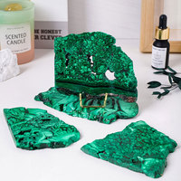 1pc Natural Crystal Malachite Slice Raw Stone Polished Display Stone Geological Science Specimen Collectible Ornament