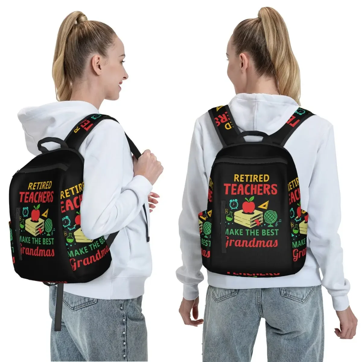 Retired Teachers Make The Best Grandmas Backpack Large Capacity Children BookBag School Bag Shoulder Bags for Men Women