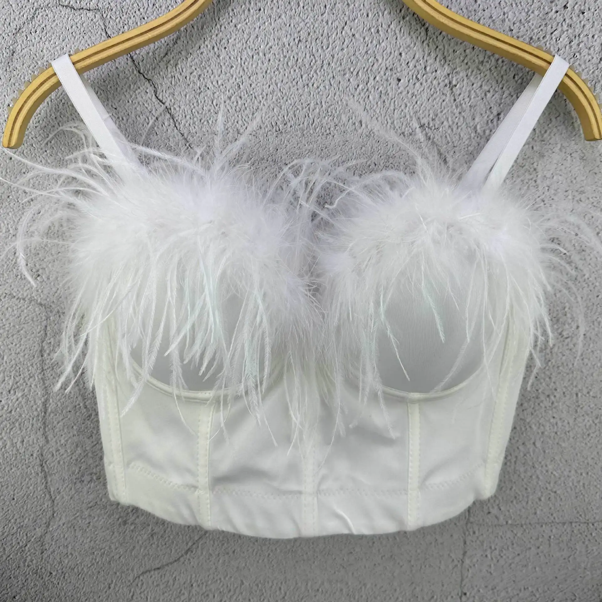 New Ostrich Hair Fairy Gas Small Vest Popular Temperament Fish Bone Sling