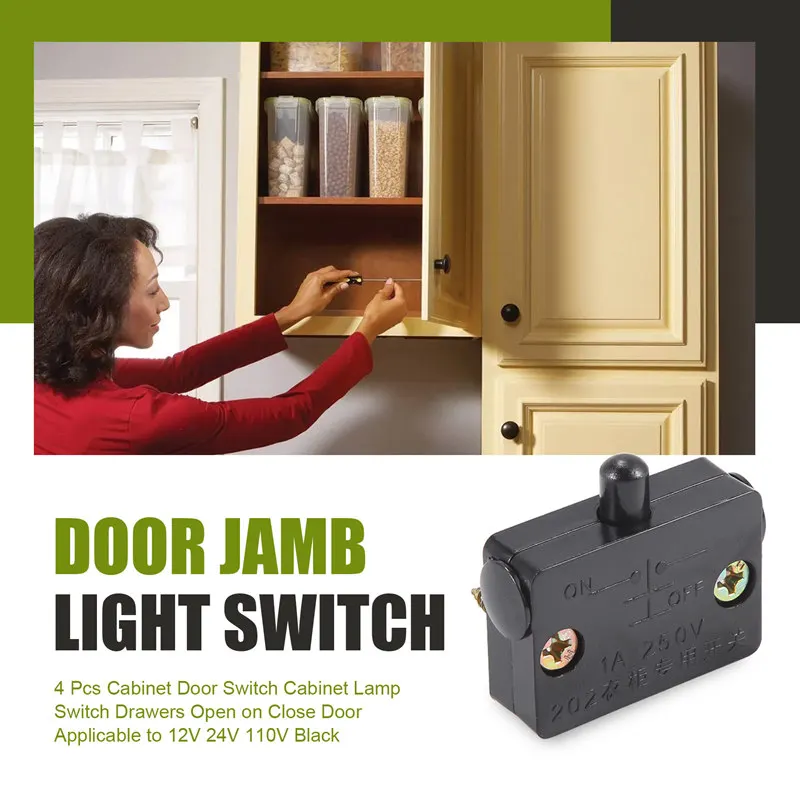 4 Pcs Cabinet Door Switch Cabinet Lamp Switch Drawers Open On Close Door Applicable To 12V 24V 110V