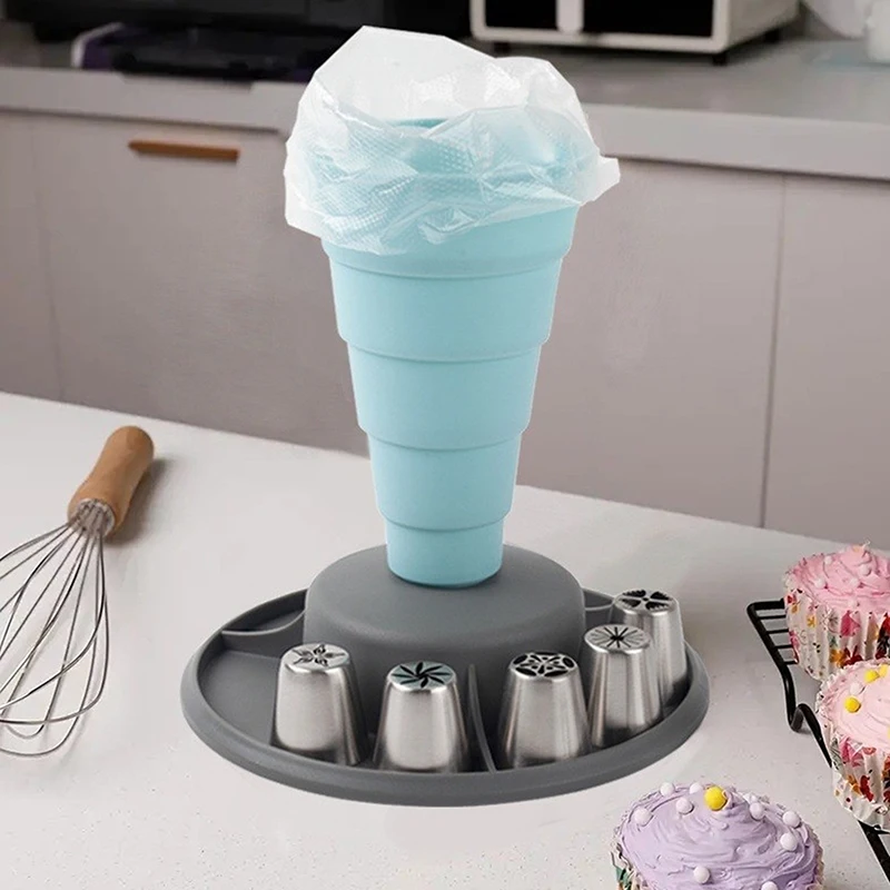 1Set Retractable Piping Bags Rack Pastry Bags Holder For Easy Filling Icing Piping Bags Stand Outdoor Tableware
