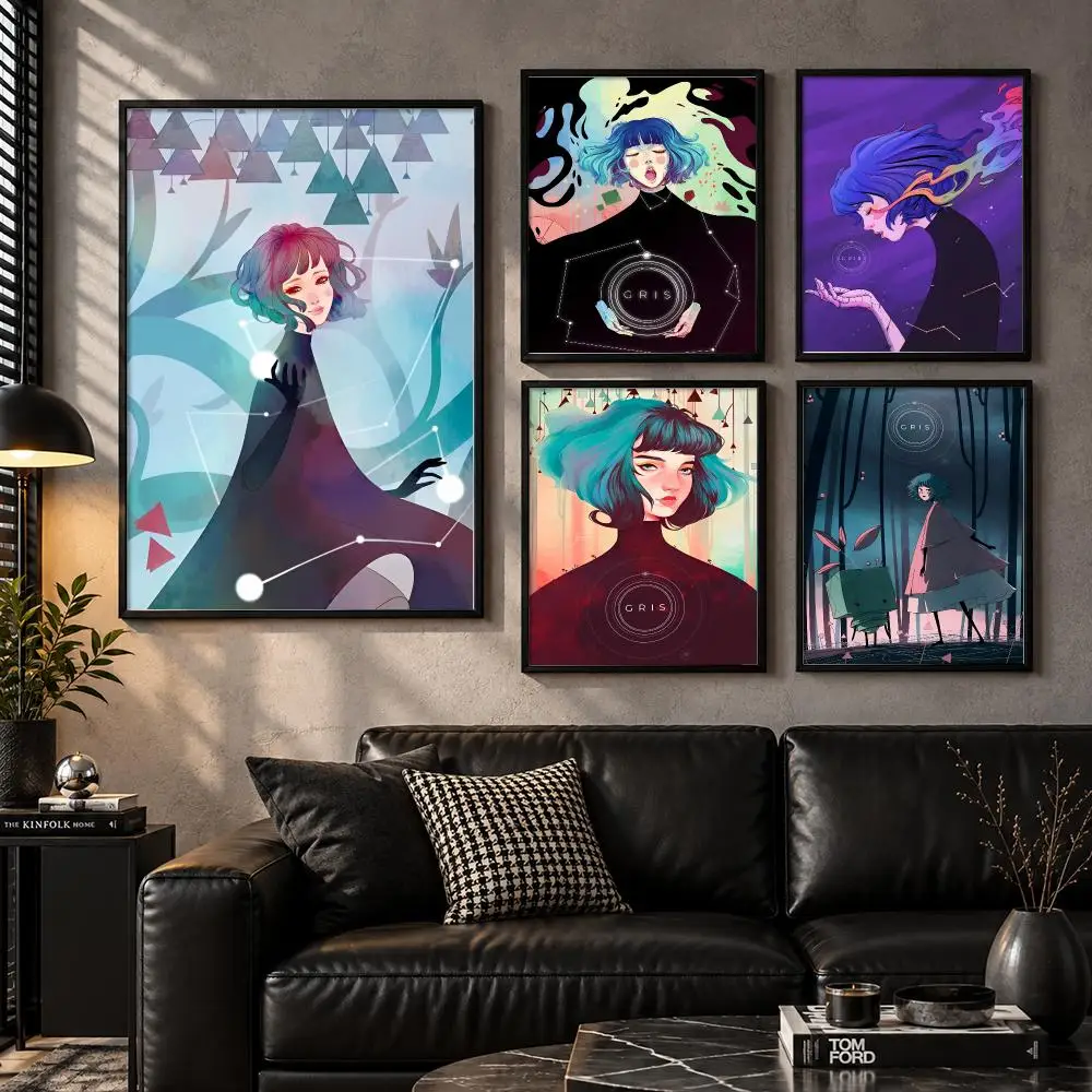 Character Gameplay Fanart Adventure Interactive Collectible GRIS Poster Aesthetic Unframed Wall Prints for Bedroom & Living Room
