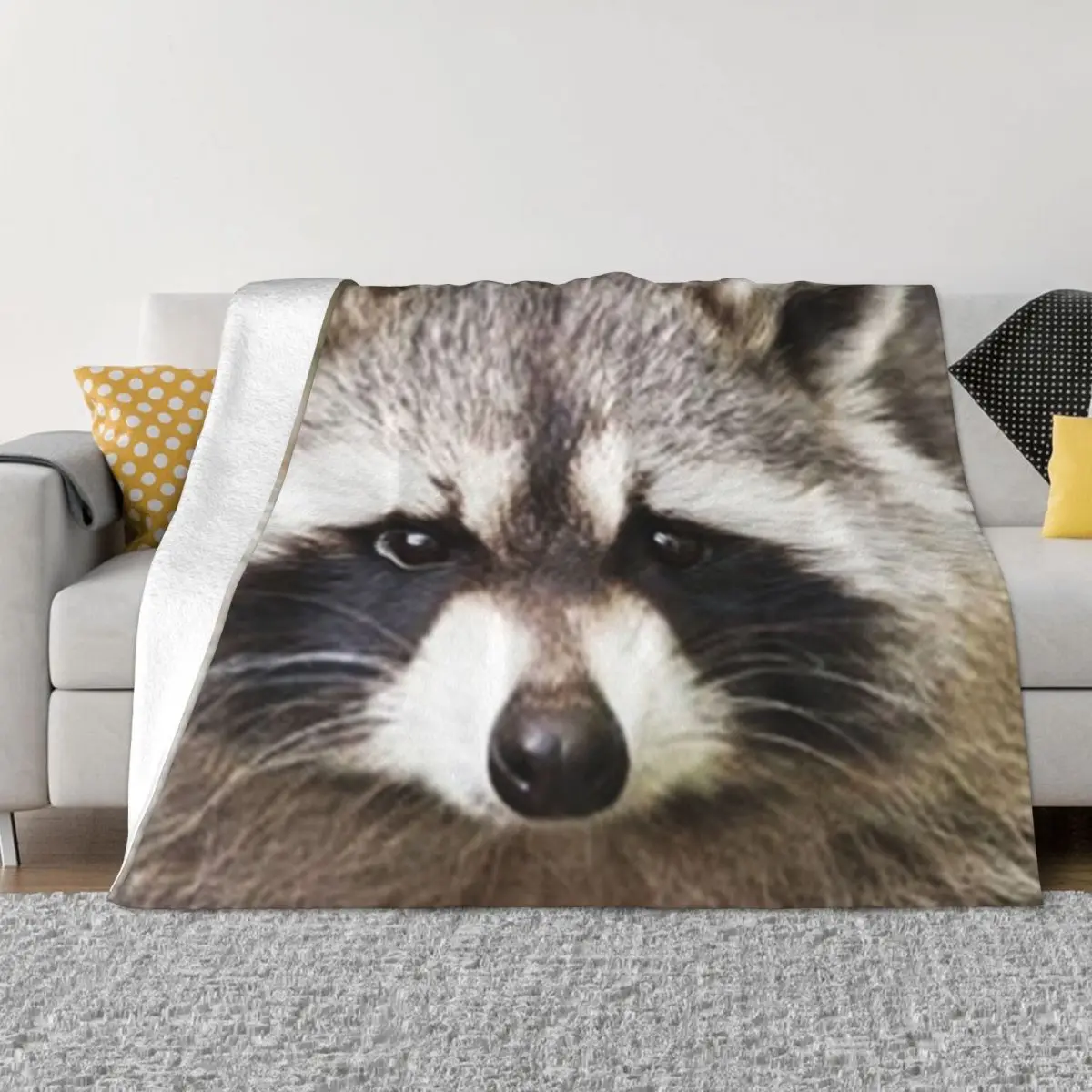 

Raccoon Face Throw Blanket halloween blanket Vintage Blanket Personalized Gift