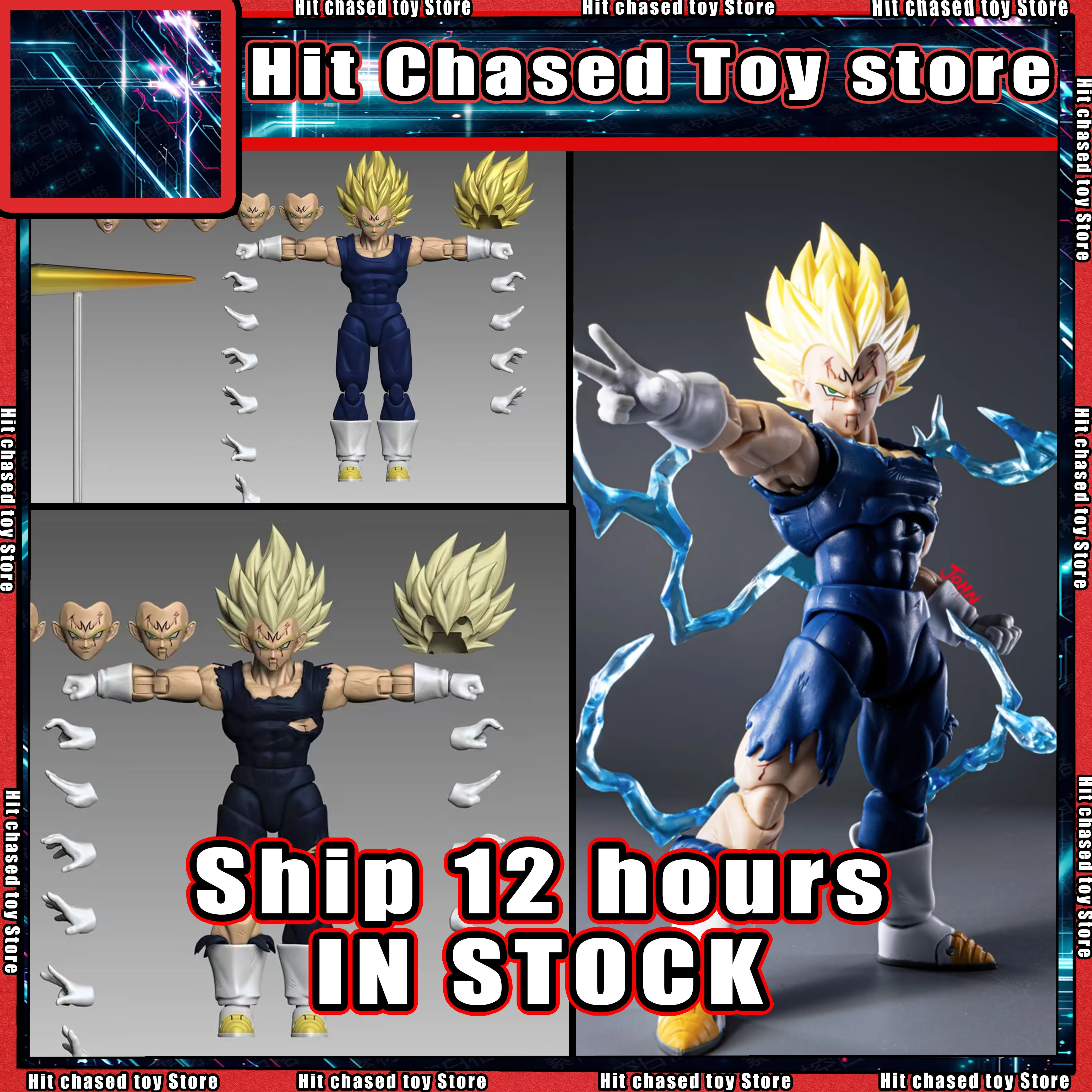

Hot Black Hole Toys TK Dragon Ball SHF Super Saiyan SSJ Majin Vegeta Full Power Anime Action Figures Model Gift Toy