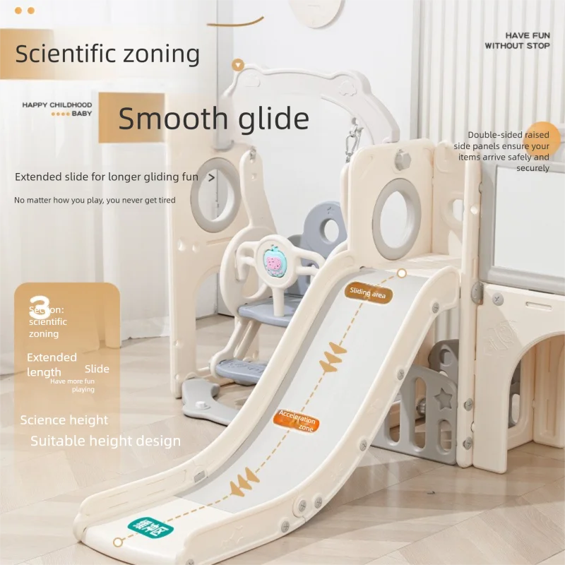Indoor Multifunctional HDPE Climbing Frame Sliding Toy Kids Play House Baby Playroom Garden Plastic Swing Slides Drawing Board