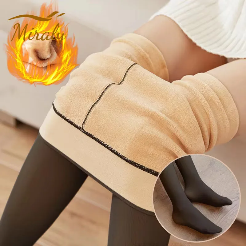 Venta Pantimedias térmicas de lana sin costuras para mujer, medias para mujer, medias cálidas de invierno con forro polar, mallas térmicas elásticas