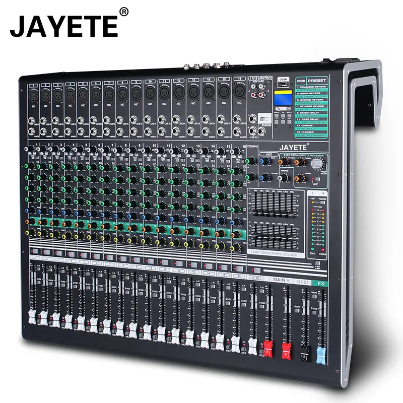 Fast Ship 18 channel digital mixer audio console with USB connecting to computer DJ Stage Party Church 48V Phantom Music Studio