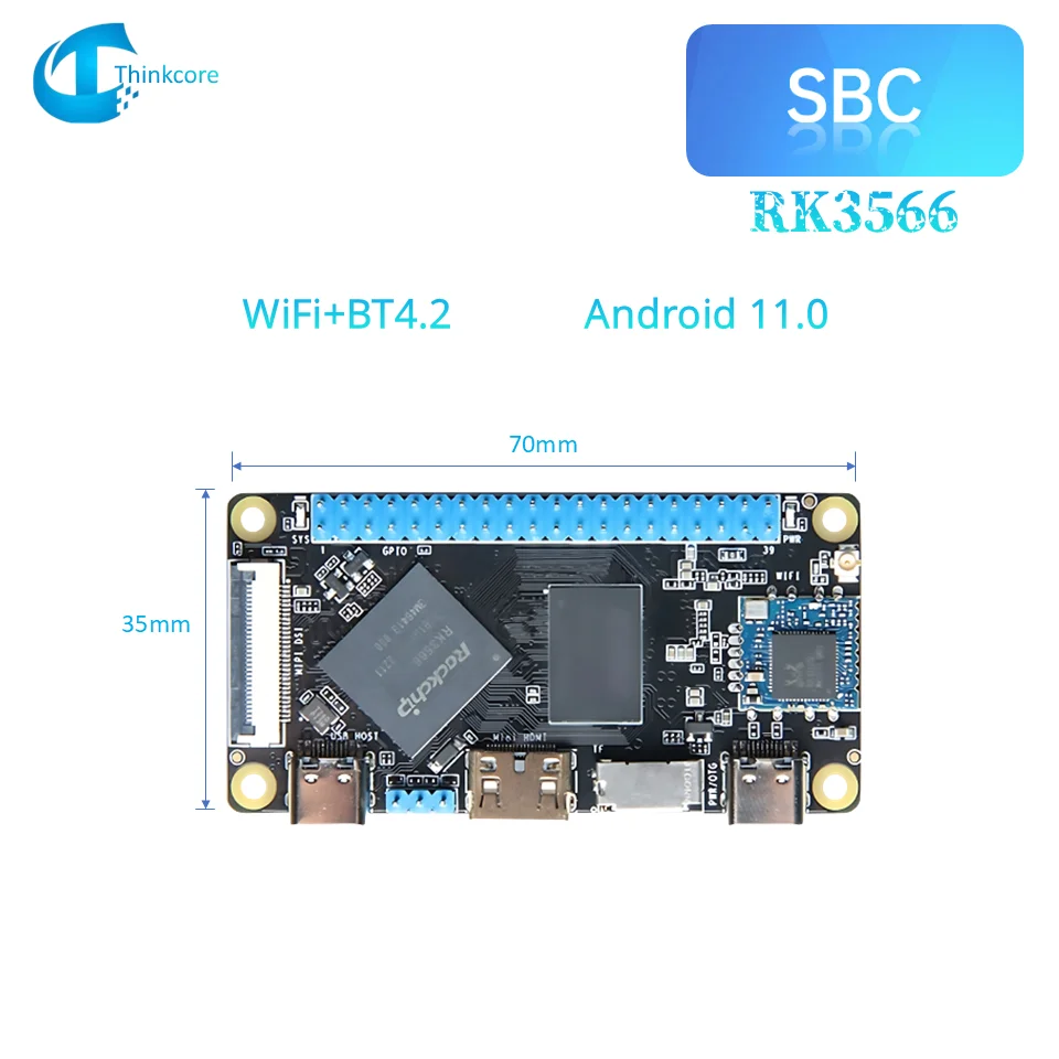 Rockchip RK3566 Single Board Computer SBC Computer DDR4 4GB RAM Linux Android Arm Motherboard 4K Wifi BT4.2 für AIoT Gaming