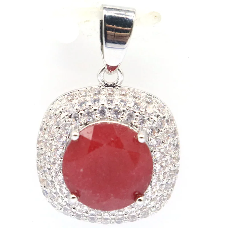 Buy 4 Get 1 Free 27x18mm Real Red Ruby Green Emerald Blue Sapphire CZ Women Silver Pendant