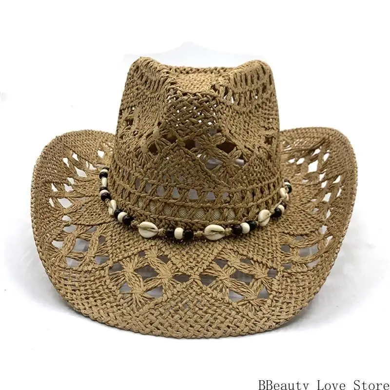 Comfortable Wide Brims Straw Hat with Seashells Decors Great for Women Beach Holiday and Outdoor Picnics Head Accessory