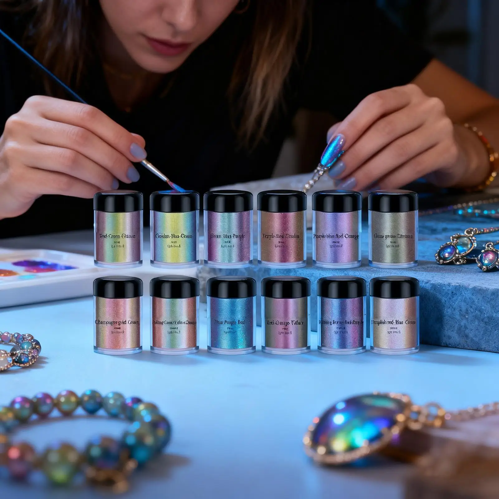 Set di polvere di mica naturale perlescente grado cosmetico 12 bottiglie di polvere di mica cosmetica pigmento di cemento per smalto lucidalabbra