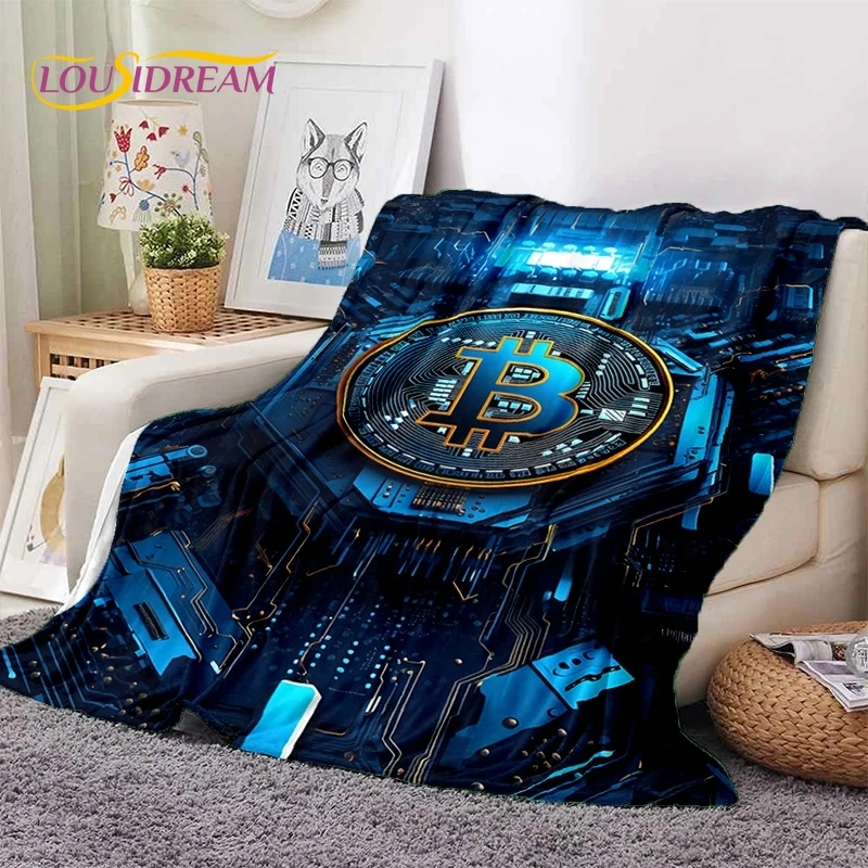 Bitcoin 3D Virtual Currency NFT Blanket,Soft Throw Blanket for Home Bedroom Bed Sofa Picnic Travel Office Cover Blanket Kid gift