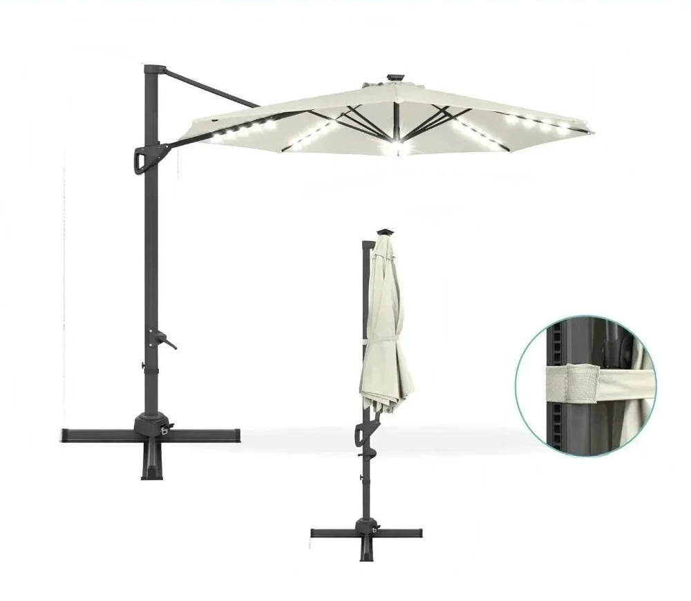 360-degree Rotation, UV & Waterproof Canopy, 10ft Outdoor UmbrellL # For Patio Umbrellas For Double Sided With Base And Lights,