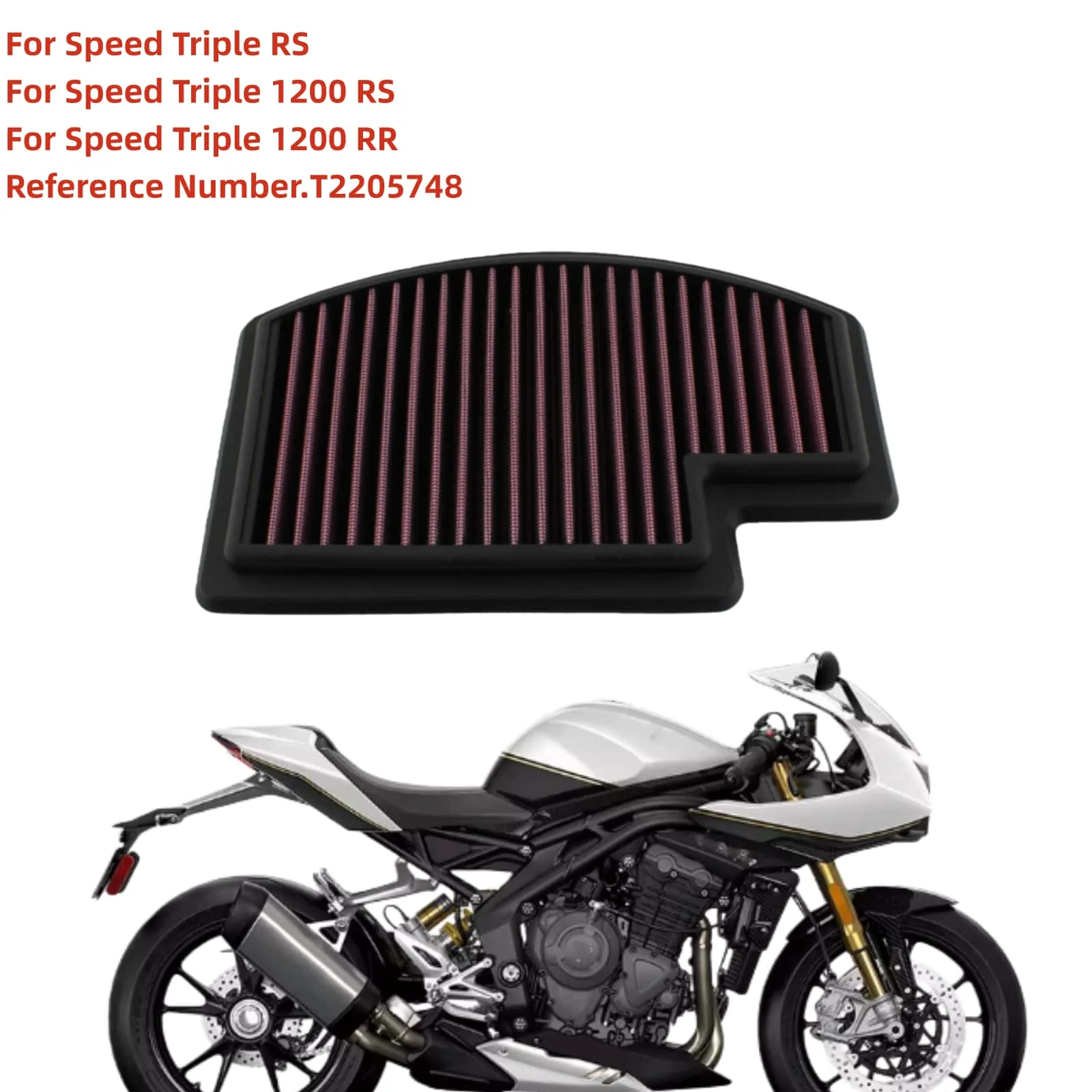

Motorcycle High Flow Air Filter Intake Cleaner T2205748 For Triumph Speed Triple 1200 RS/RR 2021 2022 2023 2024 2025