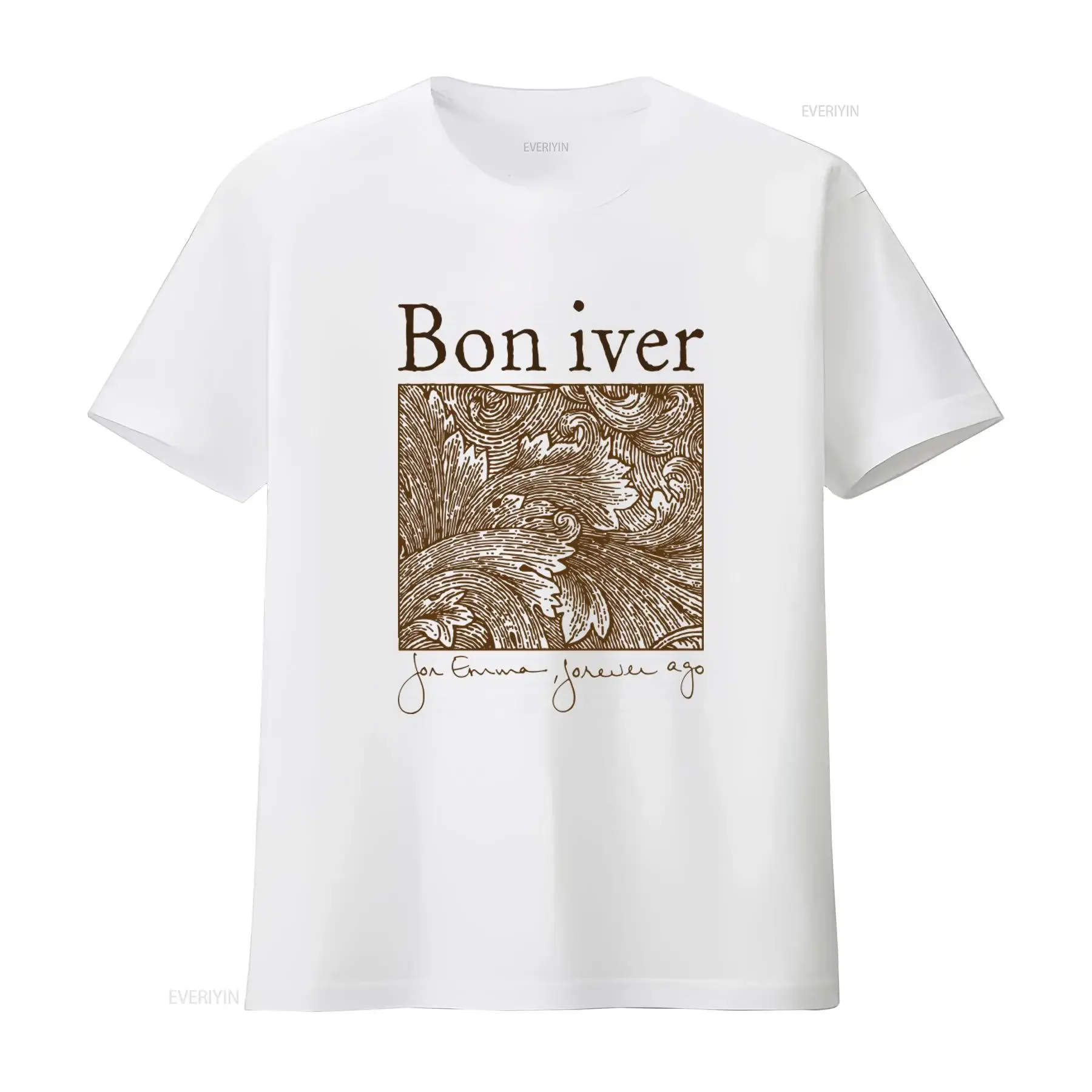 Camiseta con estampado artístico del álbum de Bon Iver Band para Emma Forever Ago, estilo vintage inspirado en la música, lavada, elástica, para hombre, ligeramente ajustada.