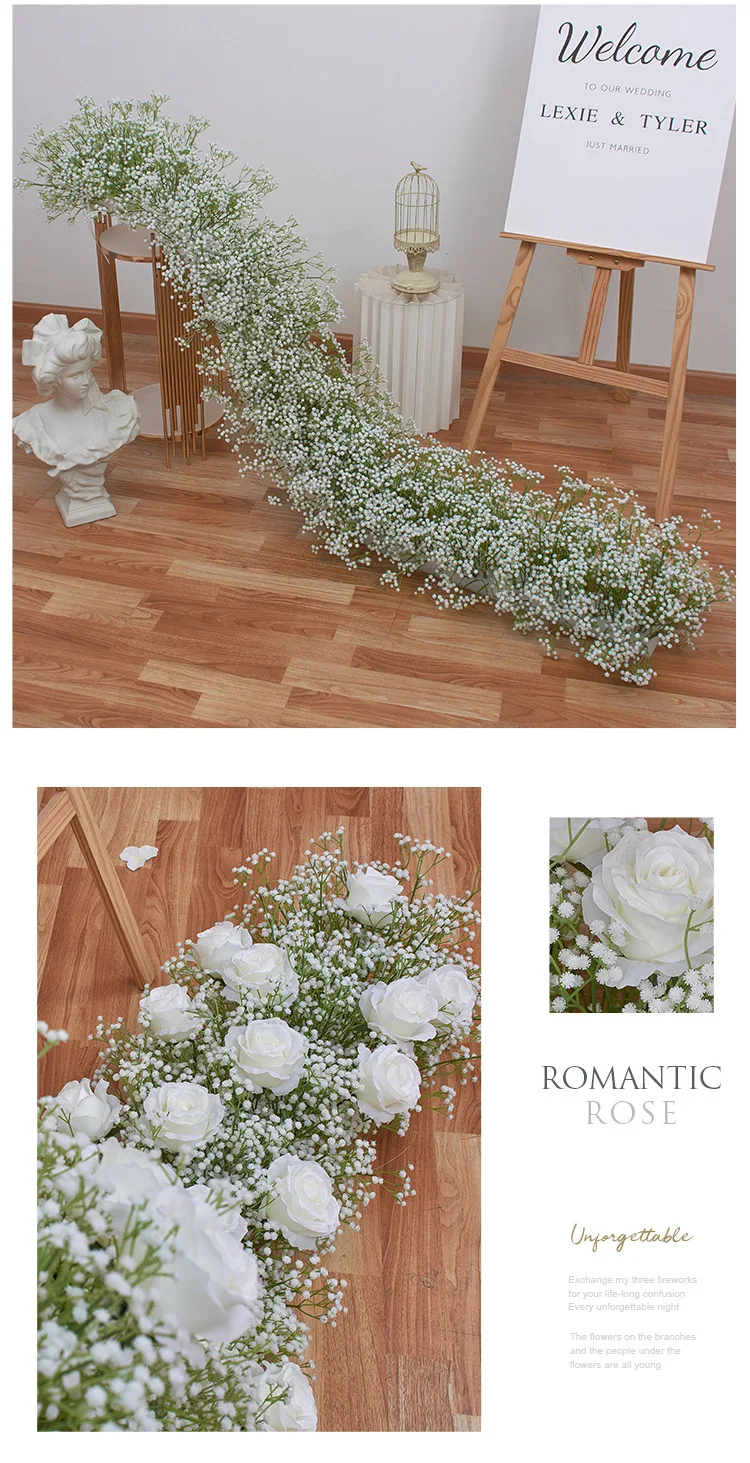 2M Künstliche Schleierkraut-Blumenreihe Hochzeitstisch-Blumenläufer Bogen-Hintergrund Kunstblumen-Arrangement für Veranstaltungen Großhandel – Detail 5
