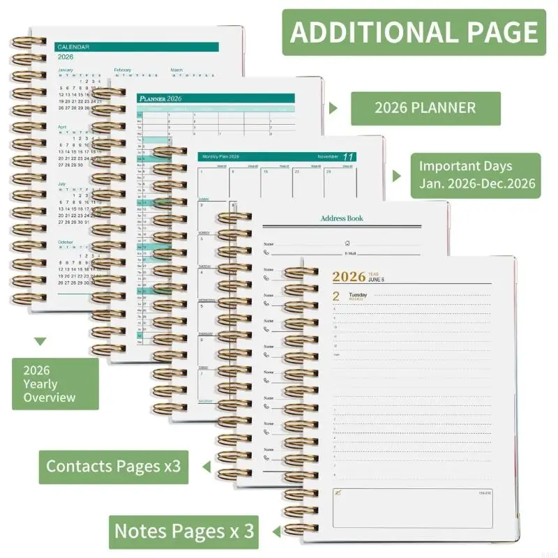 Planer harmonogramu 2026 Planer dzienny Wielofunkcyjne sekcje Dziennik planowania podróży Harmonogram Notatnik do płynnego 896C