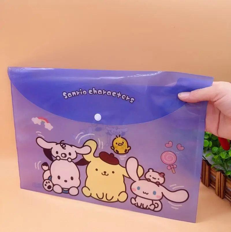 Soporte de archivo Sanrio A4 Hello Kitty Kawaii, bolsa de almacenamiento para estudiantes, Kit de información de dibujos animados Kuromi, bolsa de papel de prueba de moda