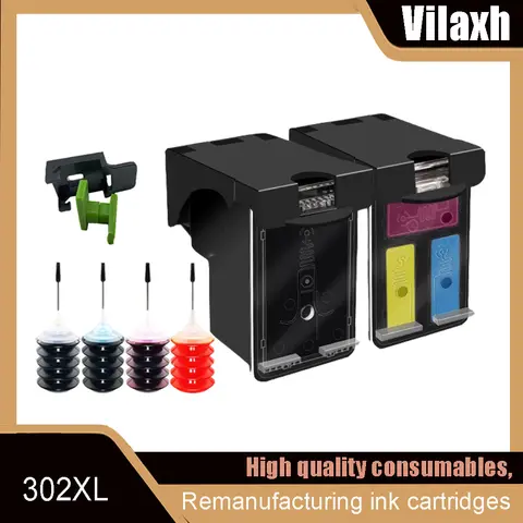 302XL 302 XL Refillable Transparent Ink Cartridge for HP302 DeskJet 1110 2130 for HP302XL nvy 4520 NS45 Officejet 3630 3639 5200