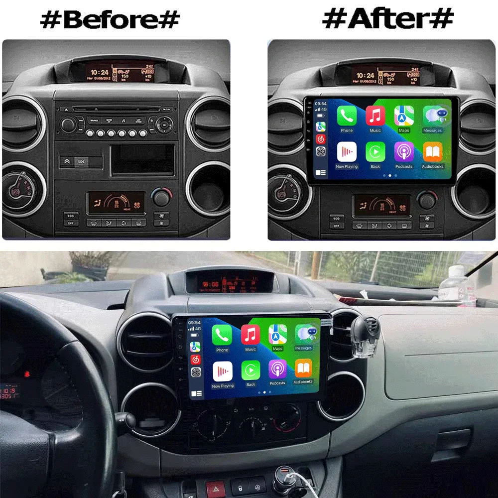 Android 15 Carplay For Citroen Berlingo 2 B9 Peugeot Partner 2008 2009 2010 -2022 Multimedia Car Radio Player DSP WIFI+4G Stereo