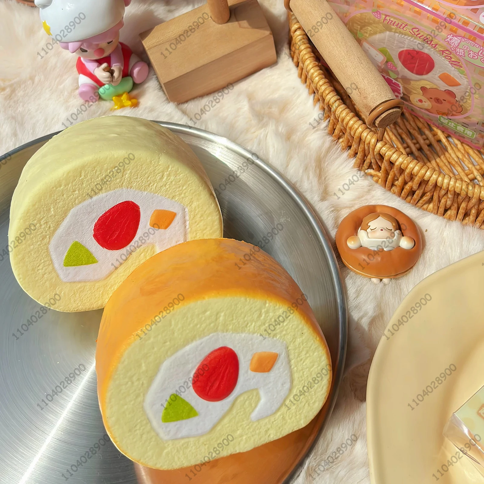 Fruit Swiss Roll Slow Rising Squishy Fruit Cream Cake Pastry Slow Rebound Squeeze Toy Squishy Stress Release Hand Relax Toy Gift