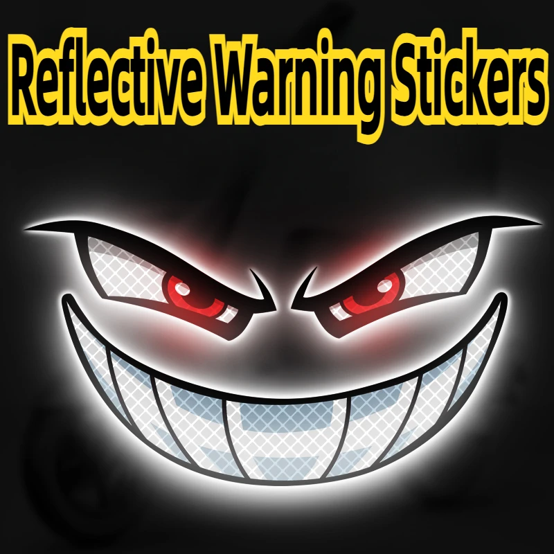 1PC Devil Eye Reflective Motorcycle Stickers Waterproof DIY Motorbike Helmet Tail Box Tank Fairing Night Safety Warning Decors