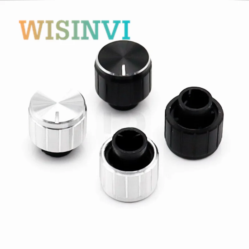 2PCS 13X13 Aluminum alloy half shaft potentiometer knob cap  Amplifier volume adjustment knob Handle protrusion 4mm  Hole 6MM